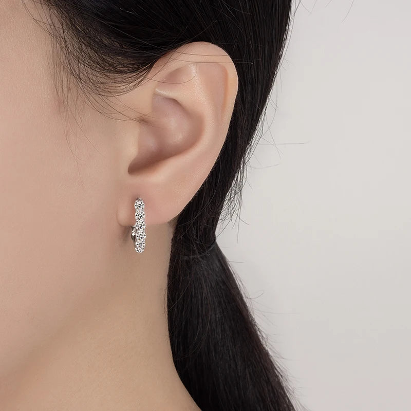 1.8CT All Moissanite Earrings for Women S925 Pure Silver GRA Certified Diamond Temperament Fashion Wedding Party Jewelry