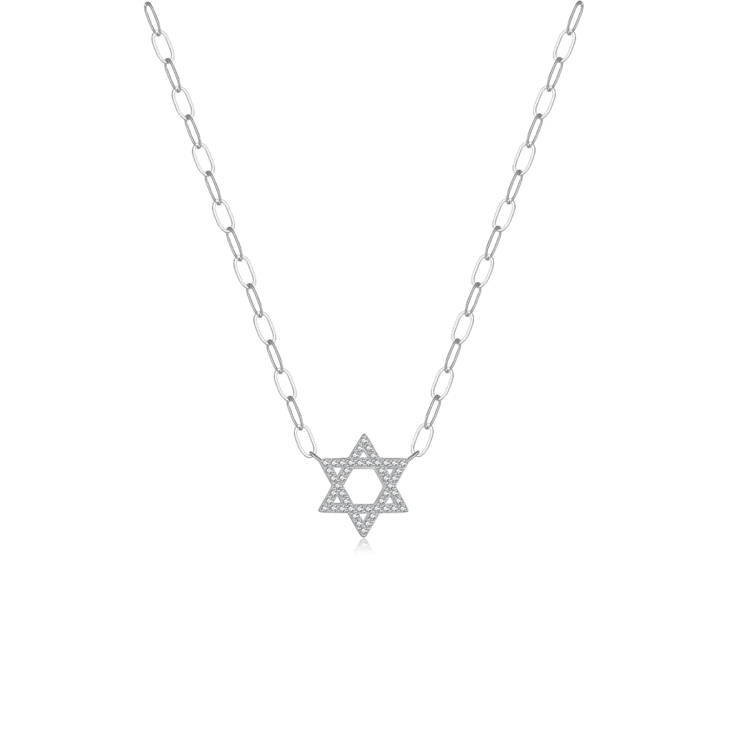 Women 925 Sterling Silver Star Of David CZ Pave Zircon Pendant Necklace with Horoscope Chain 2026 Luxury Wedding Jewelry