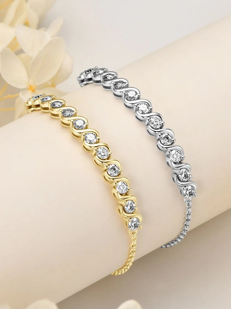 18K Gold Plated D1.20CT Moissanite Diamond Bracelet Original 925 Sterling Silver Engagement Wedding Fine Jewelry for Women