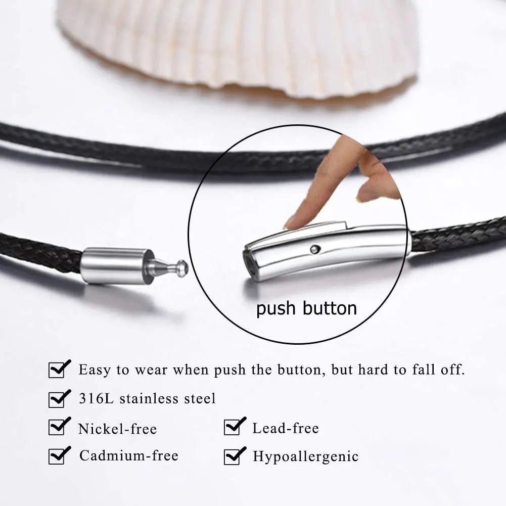 Stainless Steel Star of David Necklace for Men Women Cool Punk Shark Teeth Necklace Cross Necklace Black Leather Cord
