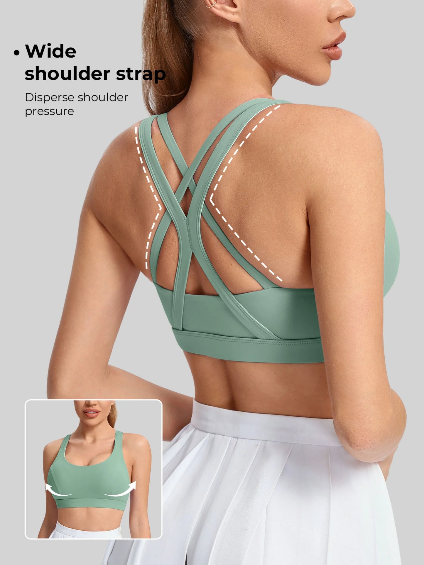 Ladies' yoga sports bra - back style, thin shoulder strap sports vest, breathable nylon blended material