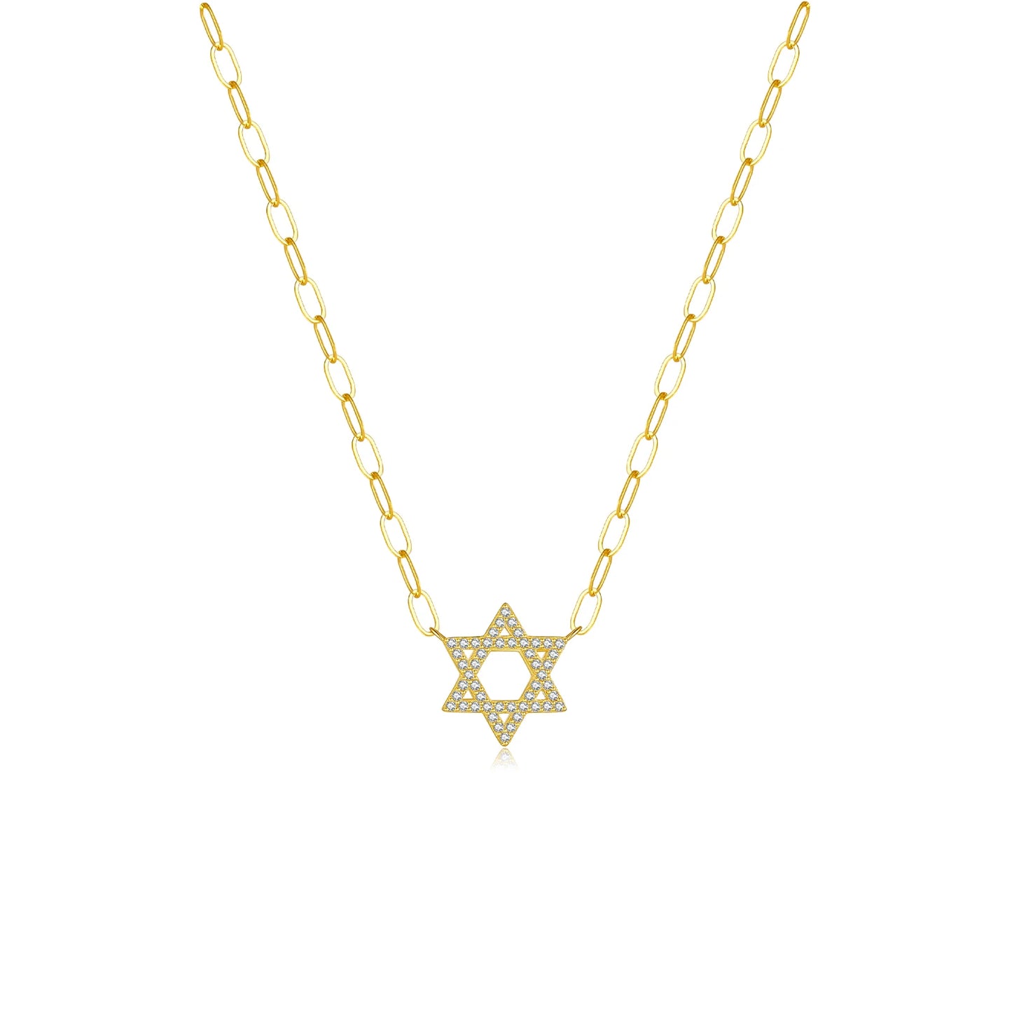 Women 925 Sterling Silver Star Of David CZ Pave Zircon Pendant Necklace with Horoscope Chain 2026 Luxury Wedding Jewelry