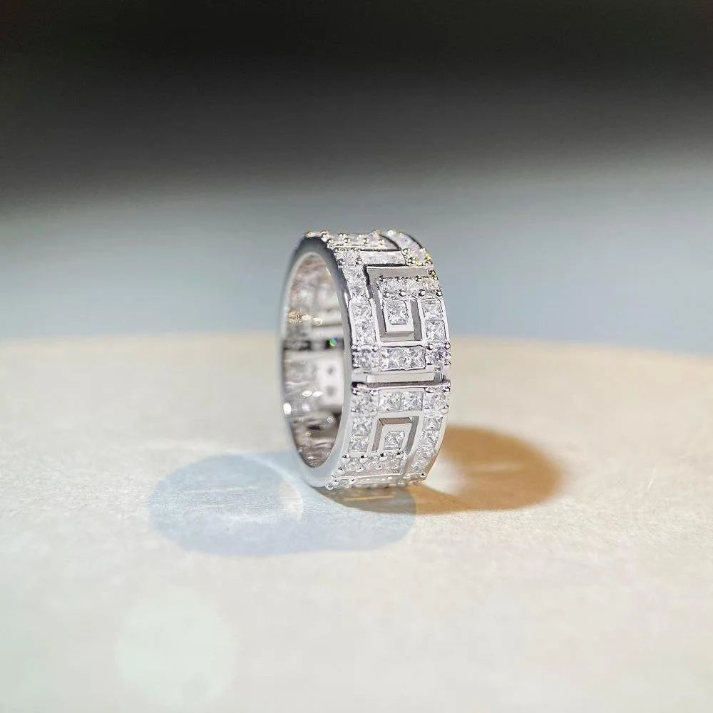 Luxury Solid 18K white gold and platinum PT950 couple ring men Moissanite Diamond Ring full diamond ring