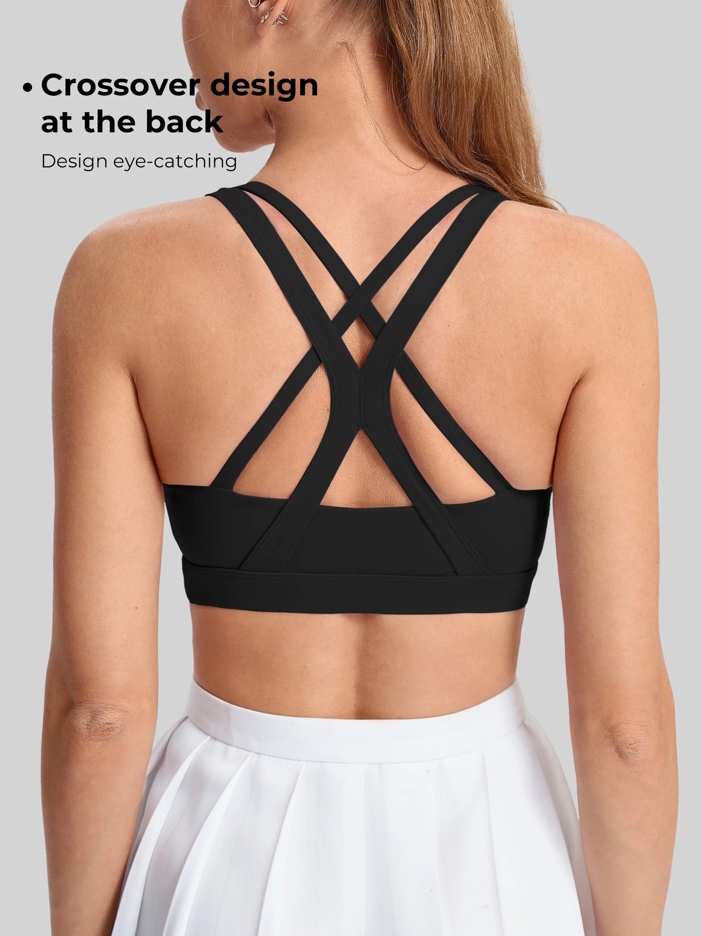 Ladies' yoga sports bra - back style, thin shoulder strap sports vest, breathable nylon blended material