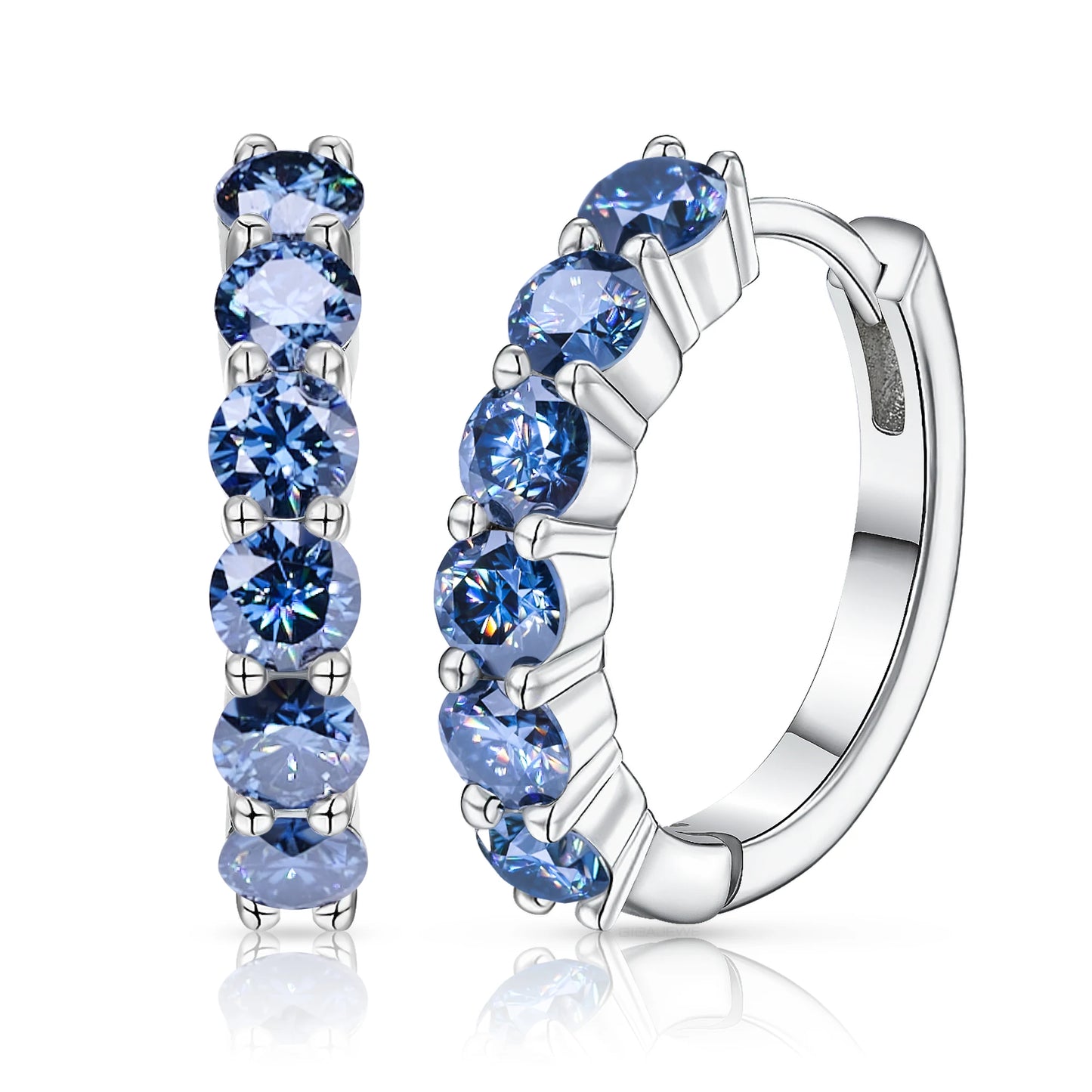 Hoop Earring Moissanite Natural Blue Color VVS1 S925 Silver 18K Gold Plated Diamond Test Passed Jewelry Woman Wife Gift
