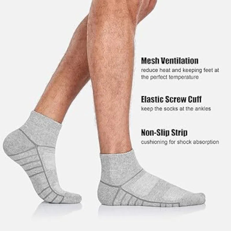 6 Pairs High Quality Men Summer Outdoor Casual Cotton Socks Short Breathable Black Ankle Socks Run Sports Socks Size 38-45