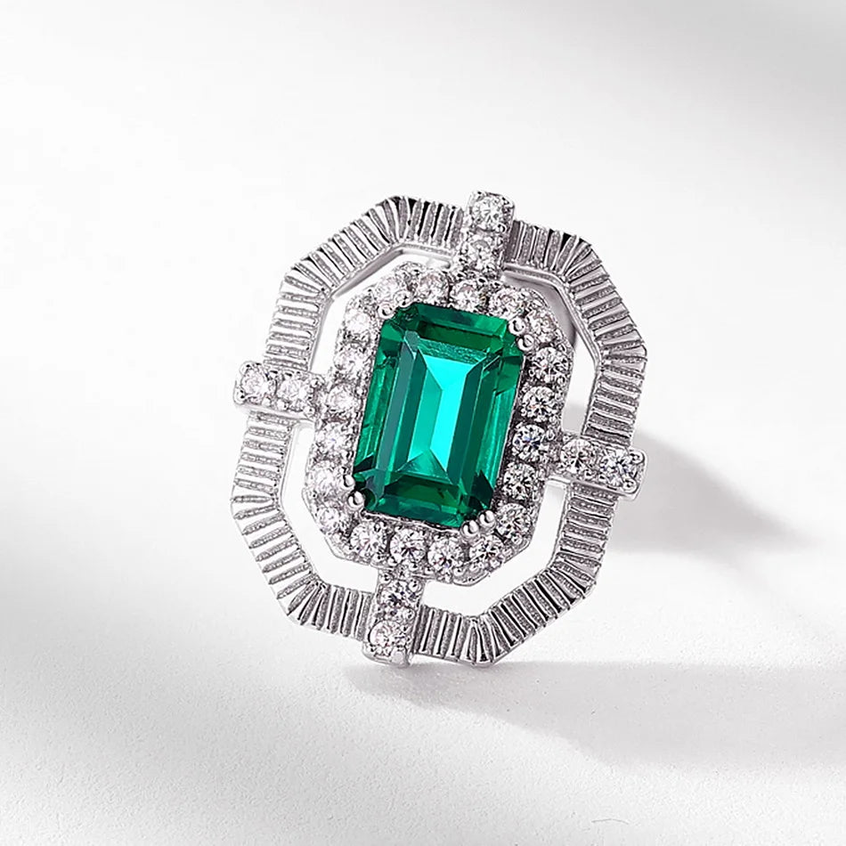 925 Sterling Silver Stud Earring 4*6mm Lab Created Emerald Classic Anniversary Gifts Fine Jewelry May Birthstone