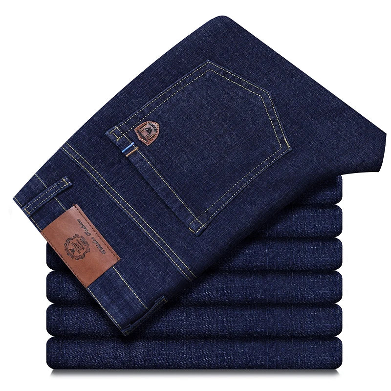 2026 New Style Business Men's Jeans Casual Straight Stretch Fashion Classic Blue Black Work Pant Denim-like Trousers Male Clothing