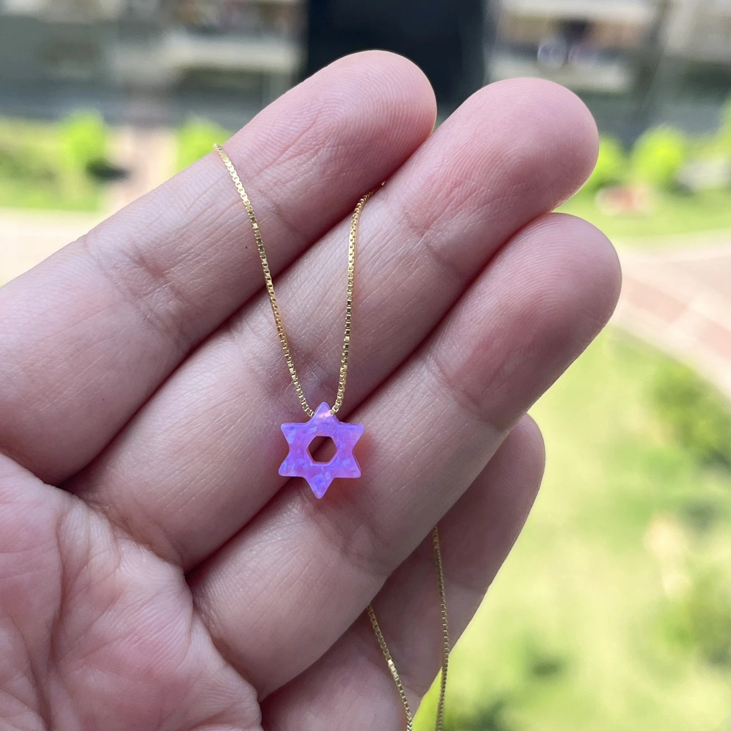 (1pc/lot) New Fashion 10mm dark blue/white Jewish Star of David with Hollow Opal Necklace Women opal jewelry for gift