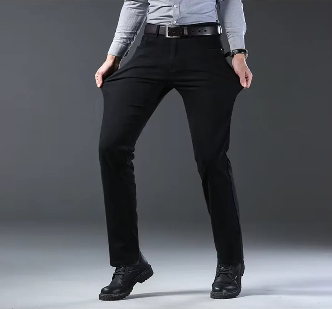 2026 New Style Business Men's Jeans Casual Straight Stretch Fashion Classic Blue Black Work Pant Denim-like Trousers Male Clothing