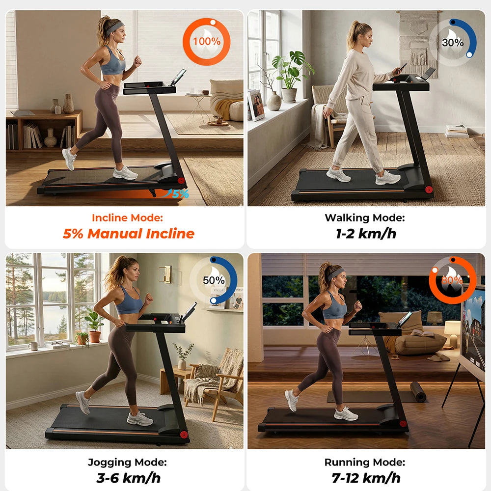 4in1 Treadmills for Home with Incline Foldable Handles Treadmill 300LBS Capacity 3.0HP 7.5MPH Folding Running Treadmill Exercise