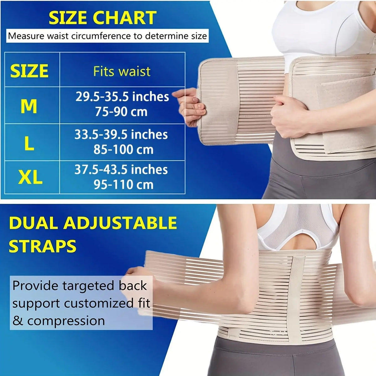 Abdominal Binder for Men & Women – Post Surgery Belly Band Adjustable Compression Wrap Belly Binder Abdomen Hernia Support Belt