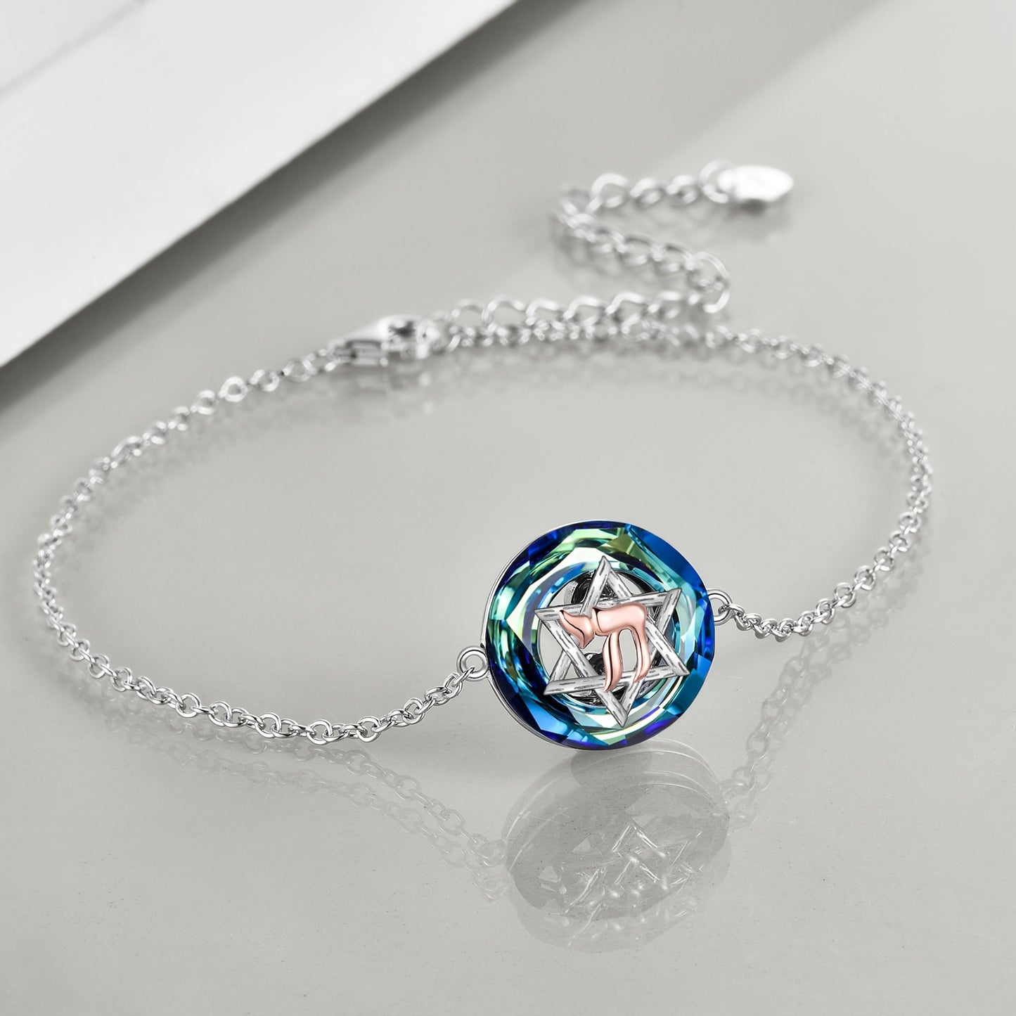 YFN David Star Bracelet Hebrew Chai (life) Bracelet Sterling Silver Jewish Symbolic Jewelry Suitable For Both Men And Women