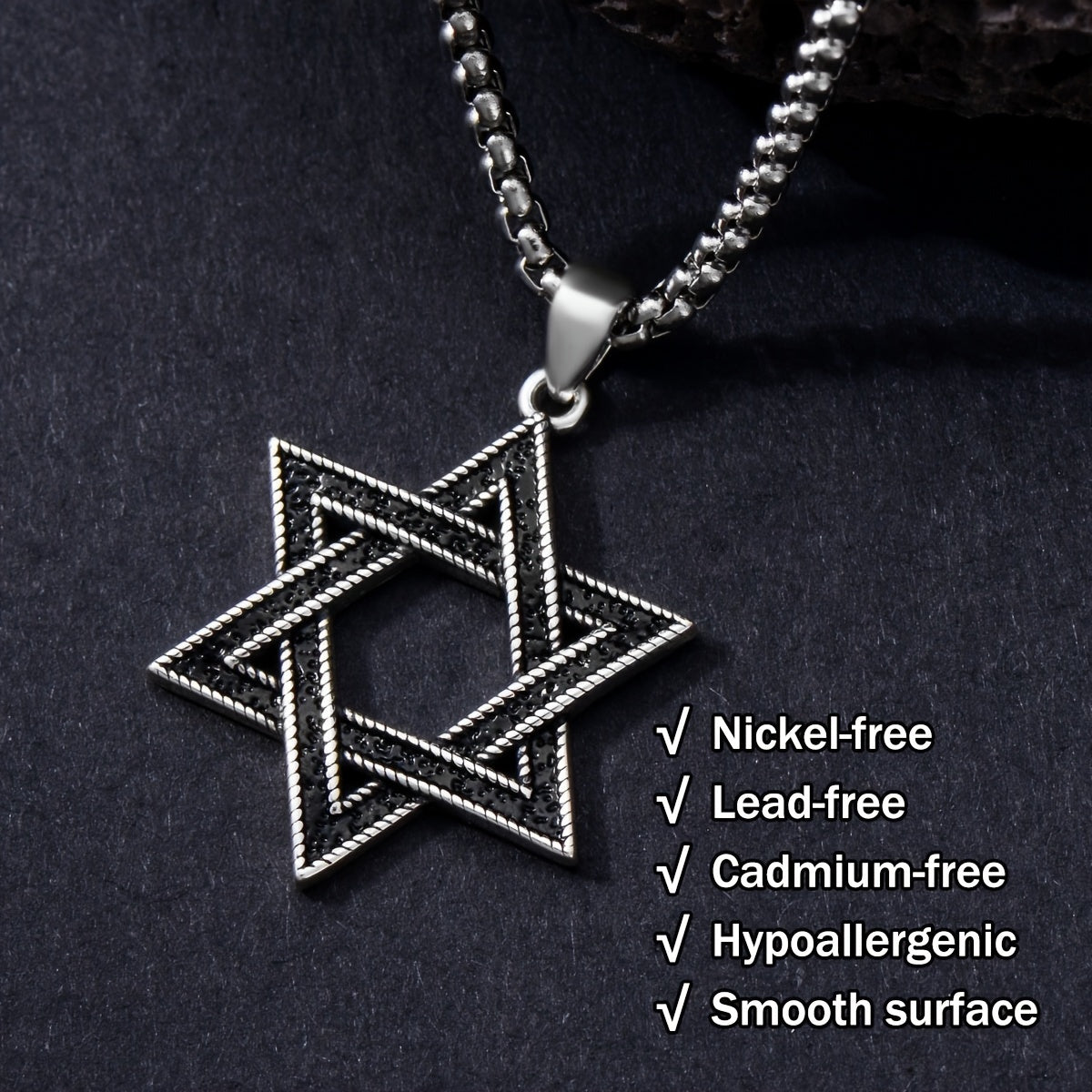 David's Star Necklace for Men 925 Sterling Silvery David's Star Pendant David's Star Necklace Jewish Star Pendant Jewelry Men's Gift