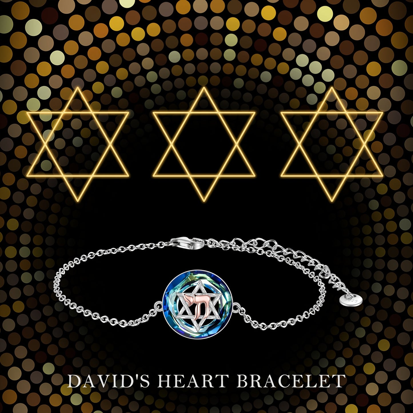 YFN David Star Bracelet Hebrew Chai (life) Bracelet Sterling Silver Jewish Symbolic Jewelry Suitable For Both Men And Women