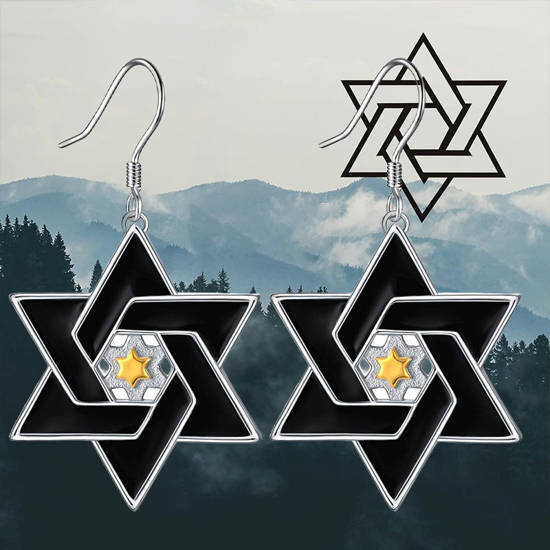 1 pair Exquisite Fashion Hexagonal Star Pendant Necklace for Men Classic Jewish Israeli Pendant Necklace Jewelry Gifts for Men Women