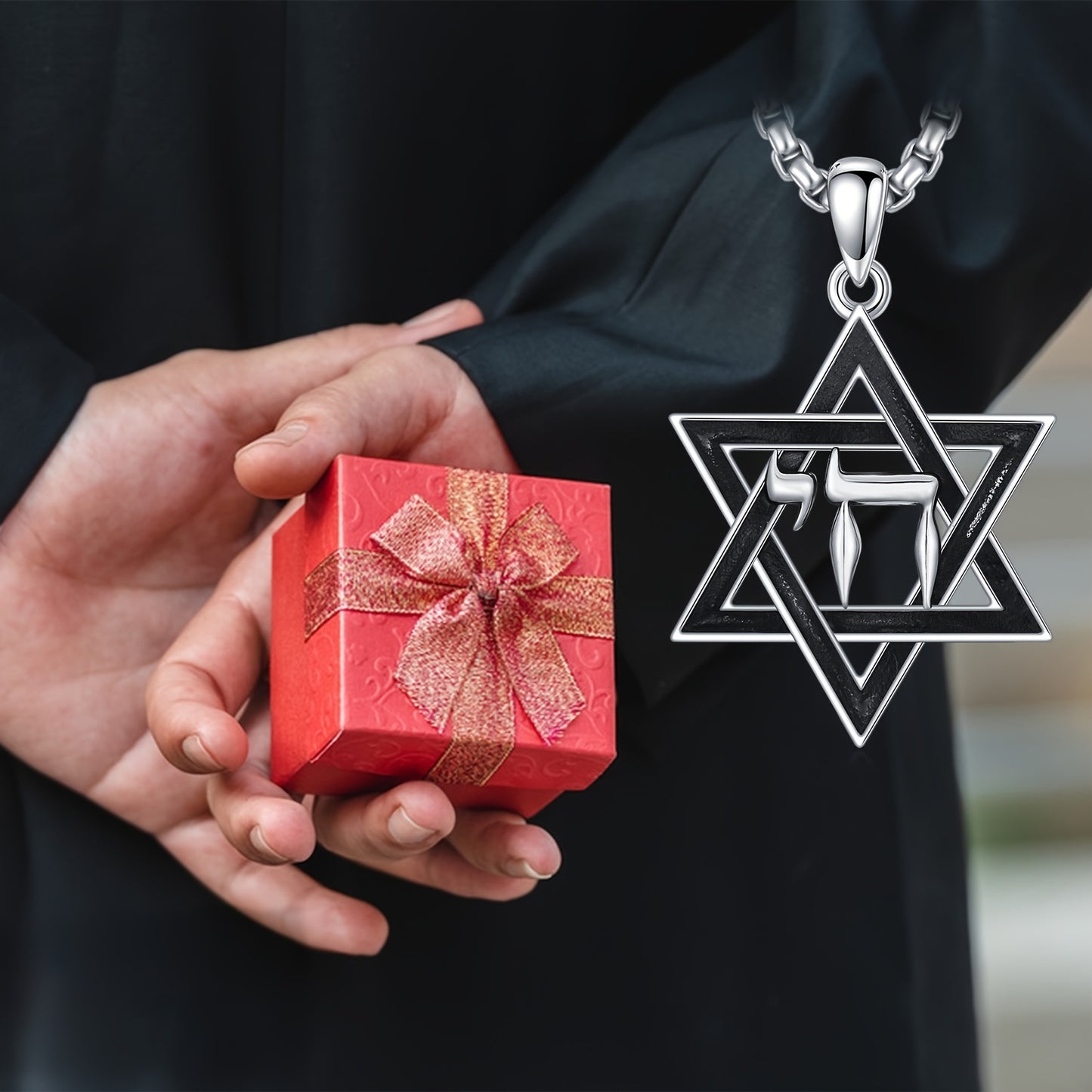 Star Of David Necklace S925 Sterling 925 Silver Chai Pendant Necklace Jewish Star Jewelry for Men, Women