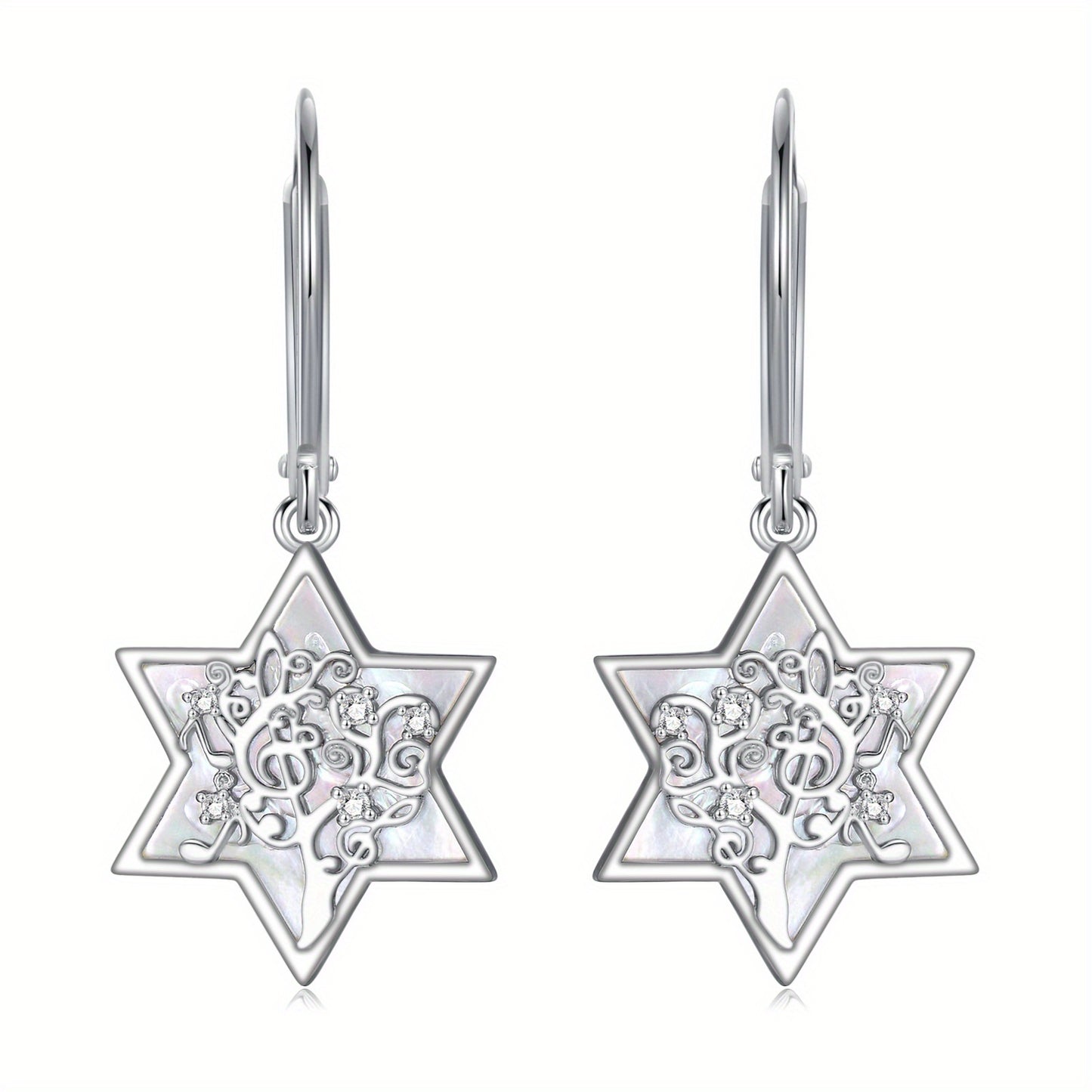 Star of David Earrings S925 Sterling Silvery Mother of Earrings for Women Mothers Day Earrings Jewelry Gift for Women Sterling Silvery Weight 6g