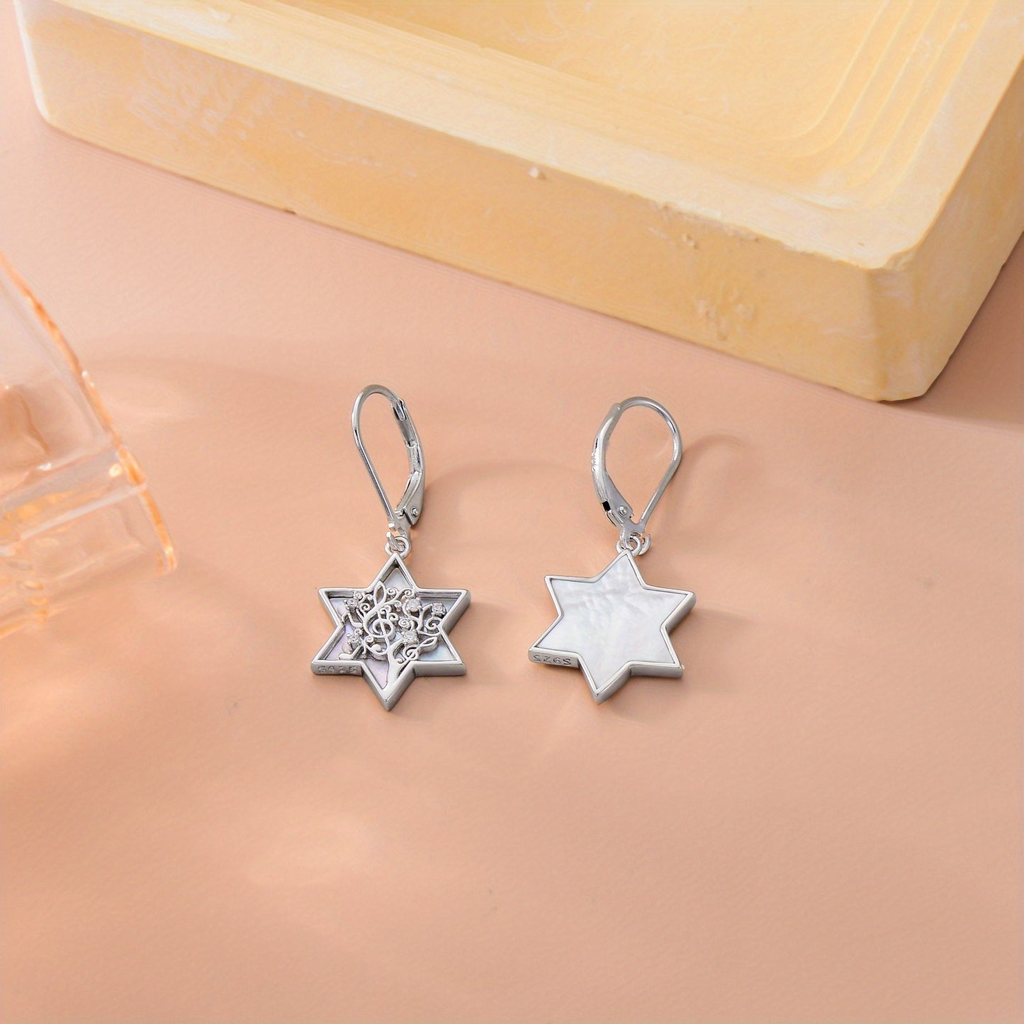 Star of David Earrings S925 Sterling Silvery Mother of Earrings for Women Mothers Day Earrings Jewelry Gift for Women Sterling Silvery Weight 6g