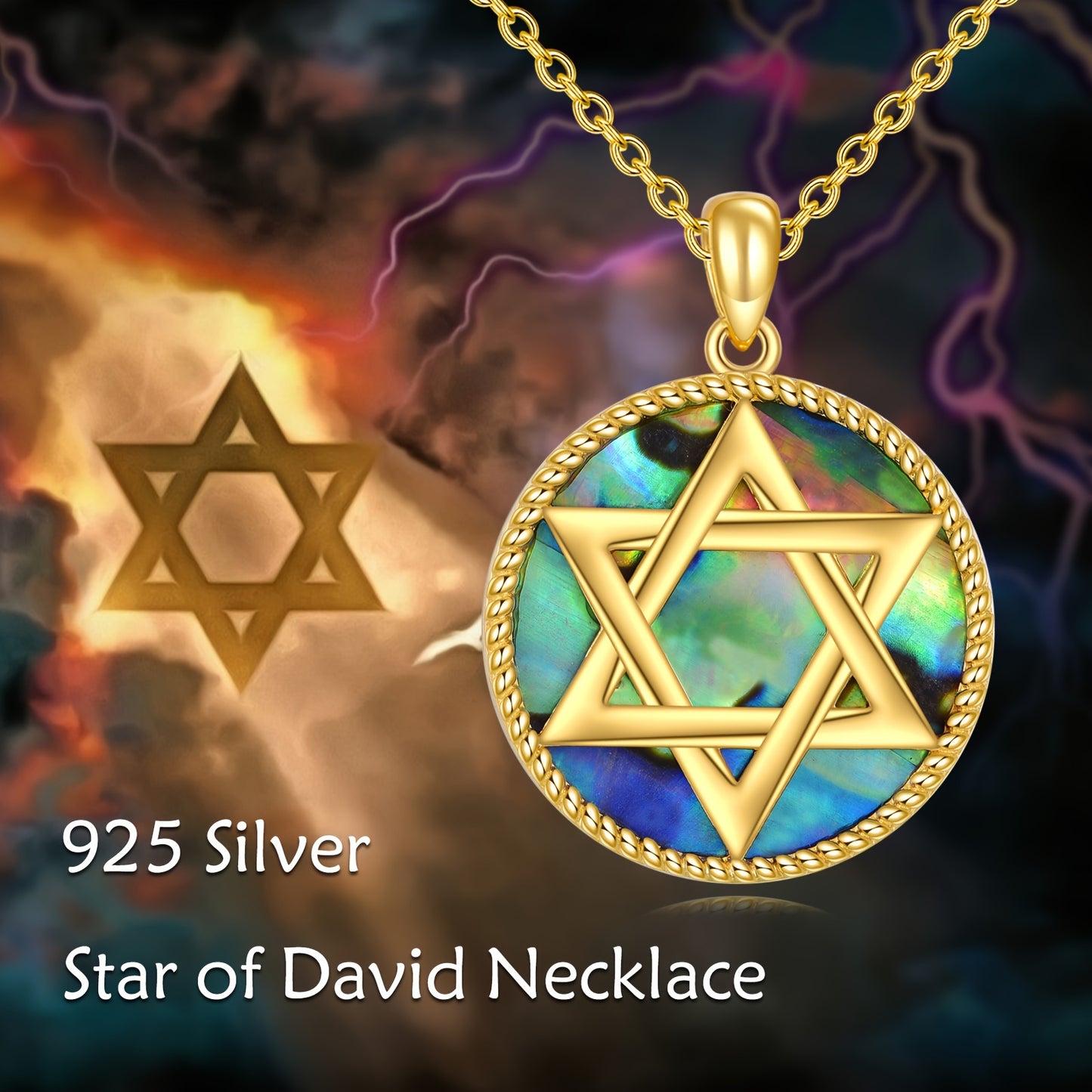 Star Of David Necklace 925 Sterling Silver Gold Plated Jewish Star Pendant Star Of David Jewelry