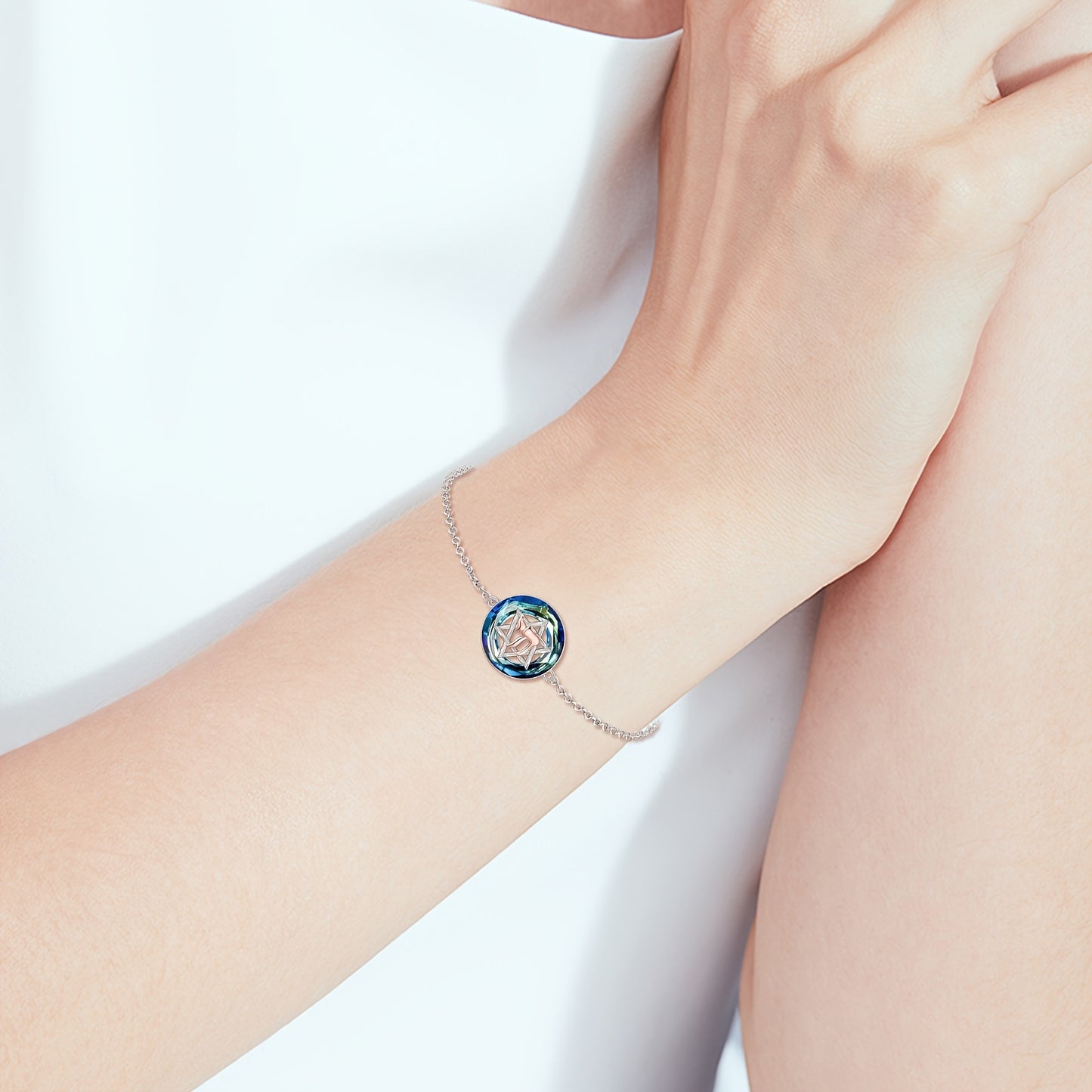 YFN David Star Bracelet Hebrew Chai (life) Bracelet Sterling Silver Jewish Symbolic Jewelry Suitable For Both Men And Women