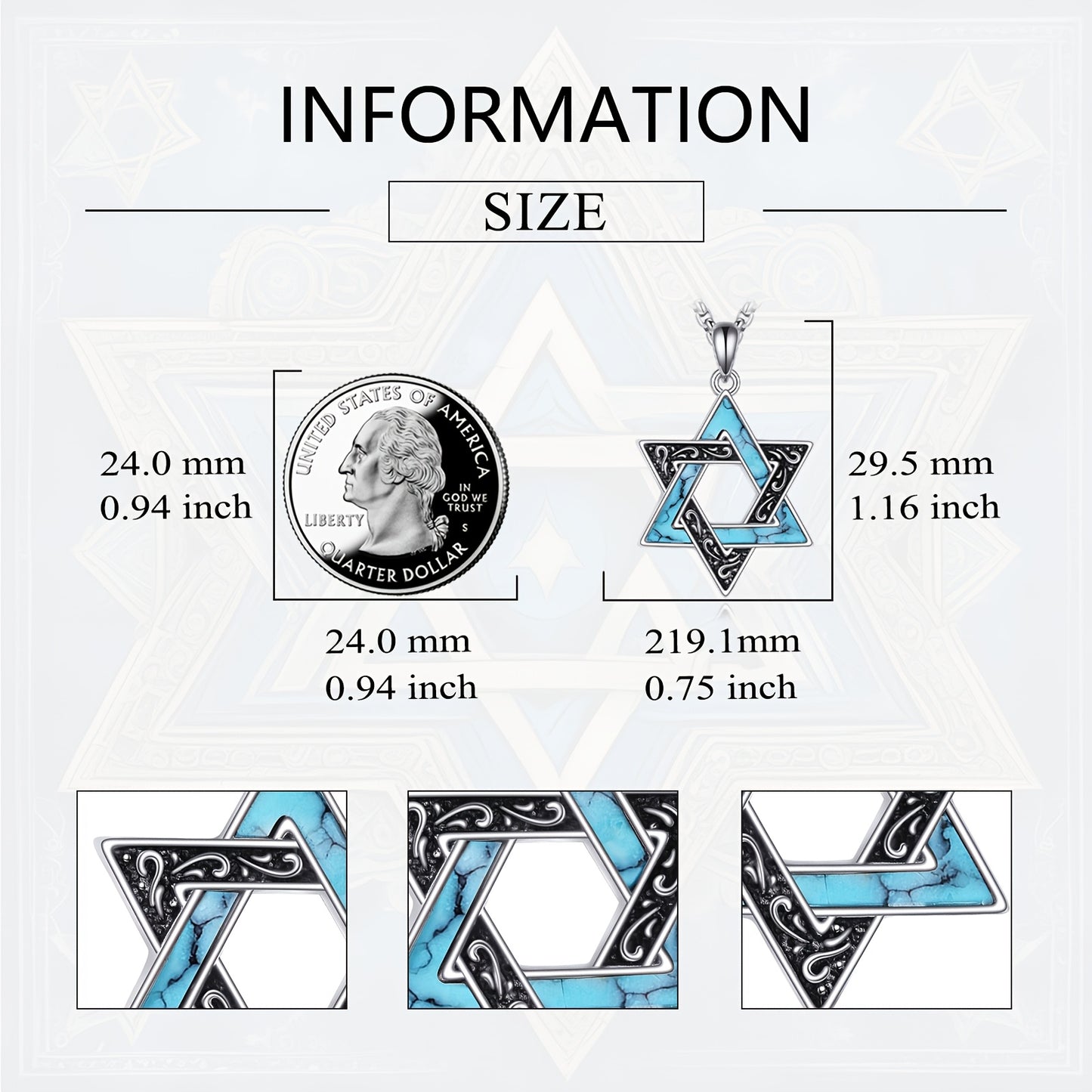 Star Of David Necklace for Men S925 Sterling Silvery Jewish David Star Pendant Necklace Jewish Star Jewelry for Women Men